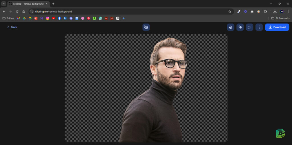 Background removed in the Clipdrop tool